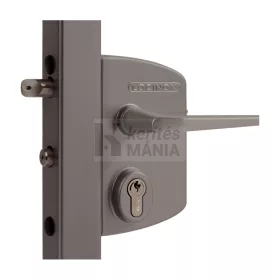   Zárszett egyszárnyú kapuhoz szürke  (kilincs+zár+fogadórész)