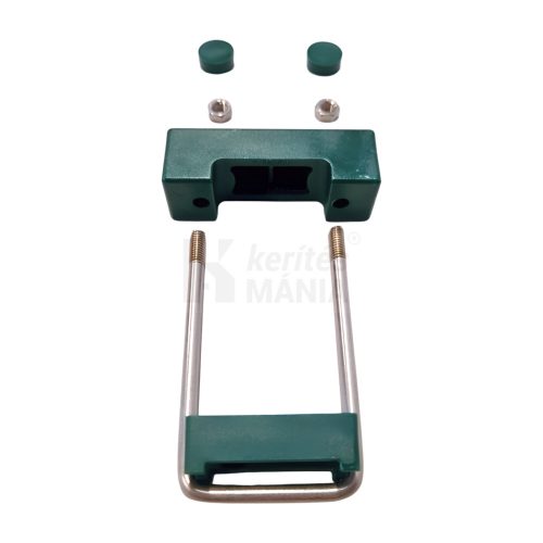 Rozsdamentes bilincs, kengyel táblás kerítés rögzítéséhez zöld