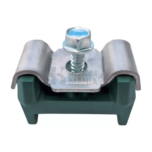 Táblás kerítés rögzítő zöld talpas, rozsdamentes lemezzel