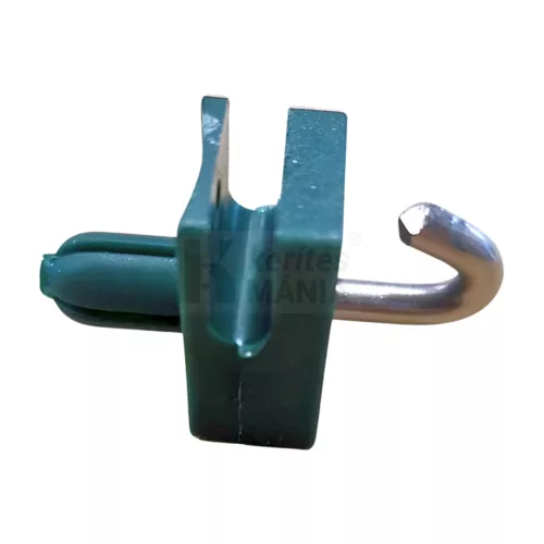 Műanyag beüthető kampós drótrögzítő, huzalvezető zöld